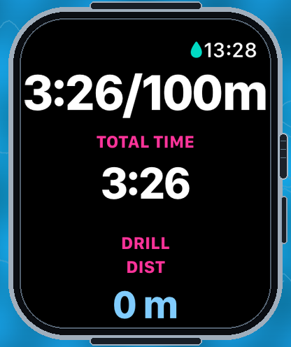 SwimAppPlus workout progress screen