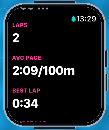 SwimAppPlus lap summary screen